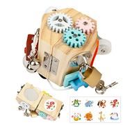 DKINY Cube d'Activité Bébé en Bois 13 en 1 Jeux Montessori Jouet Éducatif Sensoriel Bebes Cubes d'Éveil Busy Board pour Les Tout Petits Garçons Filles Cadeau