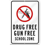DKISEE Plaque en métal en aluminium avec inscription « Drug Free Gun Free School Zone » - 30,5 x 45,7 cm