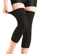 DKJAHSEK 1 Paire de genouillères d'hiver for Femmes et Hommes, Coussinets épais en Polaire, attelle Soutien du Genou, Manchon Compression Thermique Chaud(Black,XL(80-100kg))