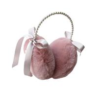 DKJAHSEK Cache Oreille Femme Cache-oreilles en fausses perles for femmes, bandeau en peluche avec nœud papillon, cache-oreilles for filles, automne-hiver(Pink)