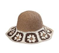 DKJAHSEK Chapeau de seau tissé en paille for femmes, Protection solaire d'été, ombrage plage, chapeau pêcheur à grands bords, polyvalent et respirant pour Voyage Décoration Vacances(B10)