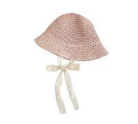 DKJAHSEK Chapeau en dentelle à la mode, casquette d'été paille avec nœud for fille, chapeau de plage, chapeaux princesse pour Voyage Décoration Vacances(Pink,3-6Years (52))