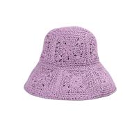 DKJAHSEK Chapeaux de soleil en Crochet tissés à la main for femmes, seau, mode voyage d'été, pare-soleil ajouré paille, casquette bassin rétro pour Voyage Décoration Vacances(Lavender)