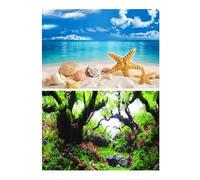 DKJAHSEK Décoration d'aquarium, Peinture de Fond, Paysage, océan, Plantes Marines, Toile(Color5,40x60cm)