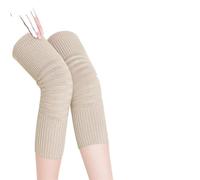 DKJAHSEK Genouillères en Tricot Extensible for Hommes et Femmes, 2 pièces, Chauffe-Genoux, attelle de Soutien, Manches Compression, équipement Protection Contre Le Froid(Beige,XL(for 80-100kg))