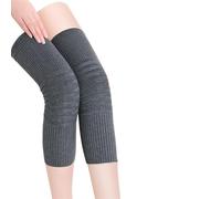 DKJAHSEK Genouillères en Tricot Extensible for Hommes et Femmes, 2 pièces, Chauffe-Genoux, attelle de Soutien, Manches Compression, équipement Protection Contre Le Froid(Gray,L(for 55-80kg))