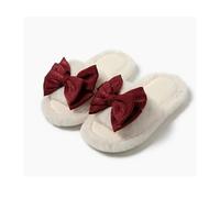 DKJAHSEK Hiver femmes pantoufle talon plate-forme fourrure douce chaud intérieur dame bout ouvert moelleux maison pantoufles(White-5,38-39)