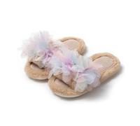 DKJAHSEK Hiver femmes pantoufle talon plate-forme fourrure douce chaud intérieur dame bout ouvert moelleux maison pantoufles(Brown-8,40-41)