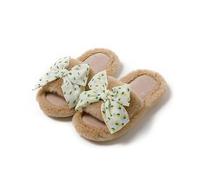 DKJAHSEK Hiver femmes pantoufle talon plate-forme fourrure douce chaud intérieur dame bout ouvert moelleux maison pantoufles(Brown-4,40-41)