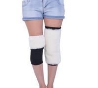 DKJAHSEK Hommes Femmes Hiver Peau de Mouton Laine Thermique Genou articulations chauffes Coussinets Flexibles Protecteur épais Couleur Unie Chaleur(B Black,M)