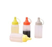 DKJAHSEK Mini bouteilles à presser Ketchup, bouteille de Sauce condiments, miel, moutarde, vinaigrette, récipient Bento, accessoires cuisine, 4 pièces(4pcs-Mix)