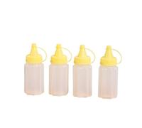 DKJAHSEK Mini bouteilles à presser Ketchup, bouteille de Sauce condiments, miel, moutarde, vinaigrette, récipient Bento, accessoires cuisine, 4 pièces(Yellow)