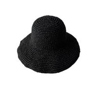 DKJAHSEK Mode dame chapeau de paille femmes été pare-soleil soleil disquette seau casquette femme plage pour Voyage Décoration Vacances(Black)