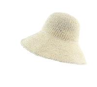 DKJAHSEK Mode d'été femmes chapeau de paille dame été soleil visière casquette Style seau plage Femme ombre pour Voyage Décoration Vacances(Milk White)