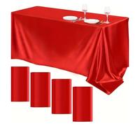 DKJAHSEK Nappe en Satin Nappe rectangulaire de Couleur Unie for conférence, Banquet, hôtel, Salle à Manger, Exposition, publicité, Bureau(Red,145x320cm)