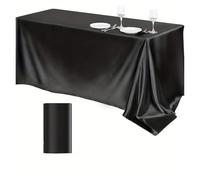 DKJAHSEK Nappe en Satin Nappe rectangulaire de Couleur Unie for conférence, Banquet, hôtel, Salle à Manger, Exposition, publicité, Bureau(Black,145x320cm)