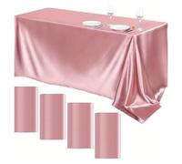 DKJAHSEK Nappe en Satin Nappe rectangulaire en Satin, Lisse et Brillante, Couleur Unie, Blanche et Rose, Fournitures de fête de Mariage, décorations de Table(Rose Gold,145x320cm)