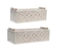 DKJAHSEK Panier de rangement en corde coton tissé, boîte multifonctionnelle for mouchoirs blancs, décoration bohème vintage for cuisine, salon, salle bain pour Vêtements,Jouets, Livres(S)