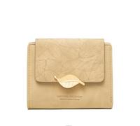 DKJAHSEK Petit Porte Monnaie Femme Sac à Main for Femme, Design de Niche Court, Simple, rétro, Feuille givrée, Porte-Monnaie Tendance, Fermeture éclair, Pliable, for étudiant(Beige)