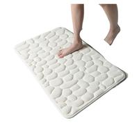 DKJAHSEK Tapis de Bain en Mousse à mémoire Forme, Motif pavé Relief, for Salle, lavabo, Baignoire, Tapis Sol, paillasson for Tapis- Antidérapant - pour Salle de Bain et Salon(White,50x80CM)