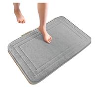 DKJAHSEK Tapis de Salle Bain en Mousse à mémoire Forme, Tapis Relief avec pavés, antidérapants, Douche Absorption Rapide l'eau Tapis- Antidérapant - pour Salle de Bain et Salon(Grey,40CMx60CM)