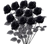 DKLQXCE 12 Pièces Rose Artificielle,Fleurs Artificielles Rouge de Soie,Simple Longue Tige Faux Fleurs De Soie Rouge Fleurs De Rose Velours Bouquet Fleur Décorations pour Arrangement de Mariage Fête