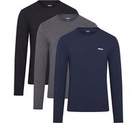 DKNY Haut à Manches Longues pour Homme Coupe ajustée T-Shirt, Bleu Marine/Anthracite/Noir