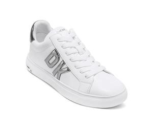DKNY Baskets Abeni Lacets Up pour Femme, Blanc et Nickel, 42.5 EU