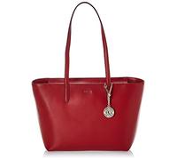 DKNY Bryant Medium Leather Tote Bag, Sac de Transport Femme, Rouge Clair, Taille Unique