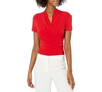 DKNY Chemisier de Costume à Manches Courtes pour Femme, Coquelicot, Taille L