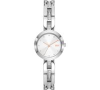 DKNY City Link Montre pour Femme, Mouvement à Quartz avec Bracelet en Acier Inoxydable, Cuir ou Silicone, Ton argenté et Ton Or Rose, 26MM