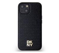 Étui DKNY pour iPhone 15 6.1 noir étui rigide Leather Pattern Metal Logo MagSafe