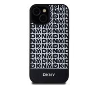 Étui DKNY pour iPhone 15 6.1 noir étui rigide Leather Printed Pattern Metal Logo MagSafe