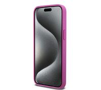 DKNY Coque iPhone 15 Pro Max DKHMP15XPSHRPSP Cuir motif monogramme Compatible MagSafe Rose