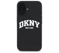 DKNY Coque pour iPhone 16 Édition Silicone liquide Arch Compatible MagSafe Noir