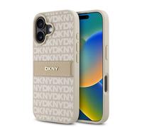 Coque pour iPhone 16 Plus Série Repeat Pattern Tonal Stripe avec Logo Métallisé Rose