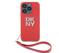 Coque pour Apple iPhone 14 Pro avec Logo Métallisé et Sangle de Poignet Rouge