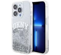 Dkny Coque Liquid Glitter Gros Logo Iphone 15 Pro Blanc