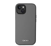 DKNY Coque pour iPhone 13 Élégante avec Logo en Métal Gris