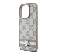 Coque pour iPhone 13 Pro Max Élégante avec Motifs à Carreaux et à Rayures Beige