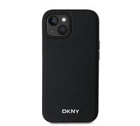DKNY Coque pour iPhone 14 Élégante avec Logo en Métal Noir