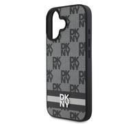 Coque pour iPhone 16 Elégante avec Motifs à Carreaux et à Rayures Noir