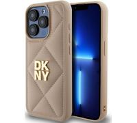 DKNY DKHCP15LPQDSLE Housse pour iPhone 15 Pro 6.1" beige Quilted Stack Logo