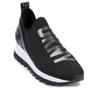 DKNY Femme Abbi Knit Slip on Sneaker with Logo Basket, Noir/Blanc, 38.5 EU