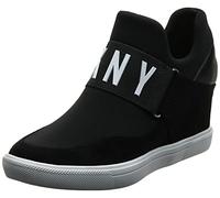 DKNY Femme Everyday Wedge Sneaker with Logo Basket, Black Cosmos, 40 EU