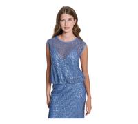 Dkny - Haut à Sequins en Maille Superposée - Femme - Tops - Bleu - Taille: 38 FR