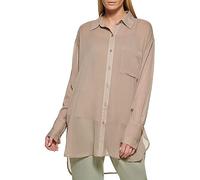 DKNY Haut de sport boutonné pour femme, gris, Taille S