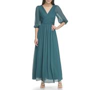 DKNY Long Chiffon V-Neck Dress Robe Femme