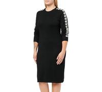 DKNY Long Sleeve Logo Sleeved Dress Robe décontractée, Noir et Ivoire, L Femmes