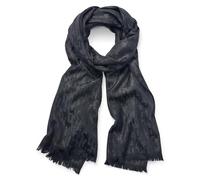 DKNY Metallic Logo Pashmina Scarf with Eyelash Fringe Écharpe Tendance, Noir, Taille Unique Femme